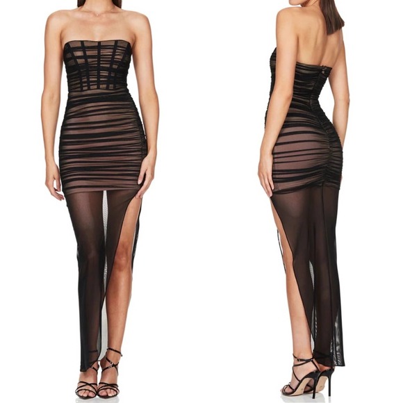 Nookie Dresses & Skirts - Nookie NWT Black Nude Mesh Strapless Eden Gown - XS